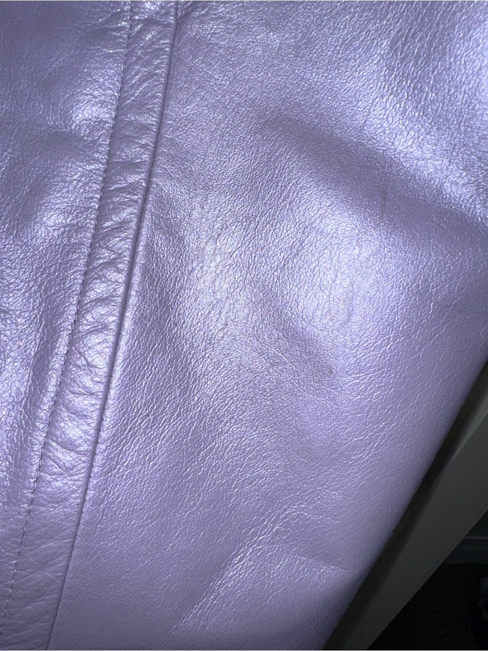 Iridescent Lavender Leather Coat - Women’s Jacket - Picture 6 of 8
